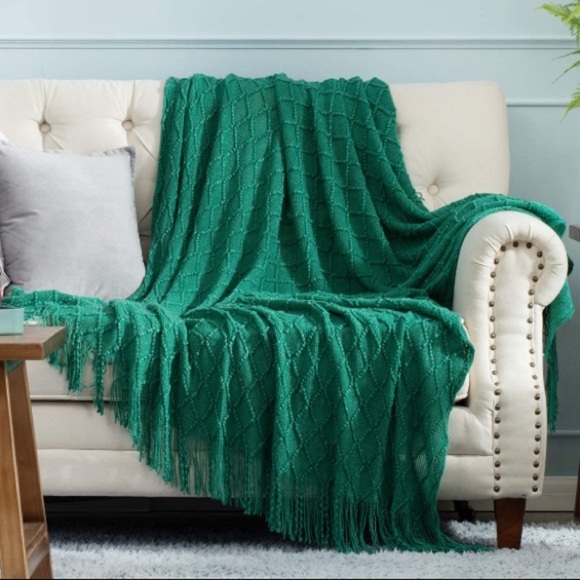 Light Purple Colorful Home/Dorm Tassel Knit Throw Cozy Fringe Patterned Blanket - Picture 15 of 16